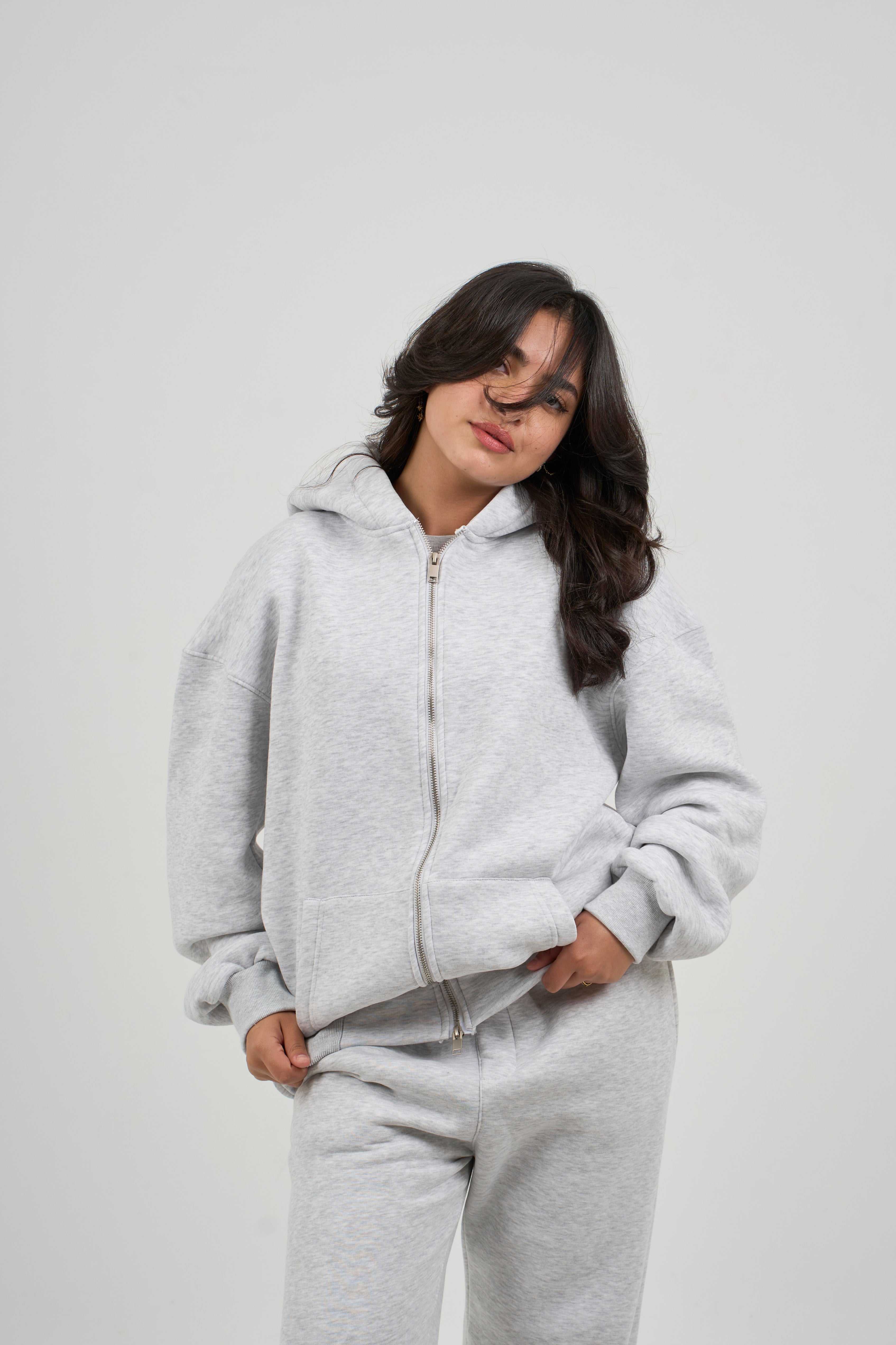GRAY ZIP-UP BOXY FIT