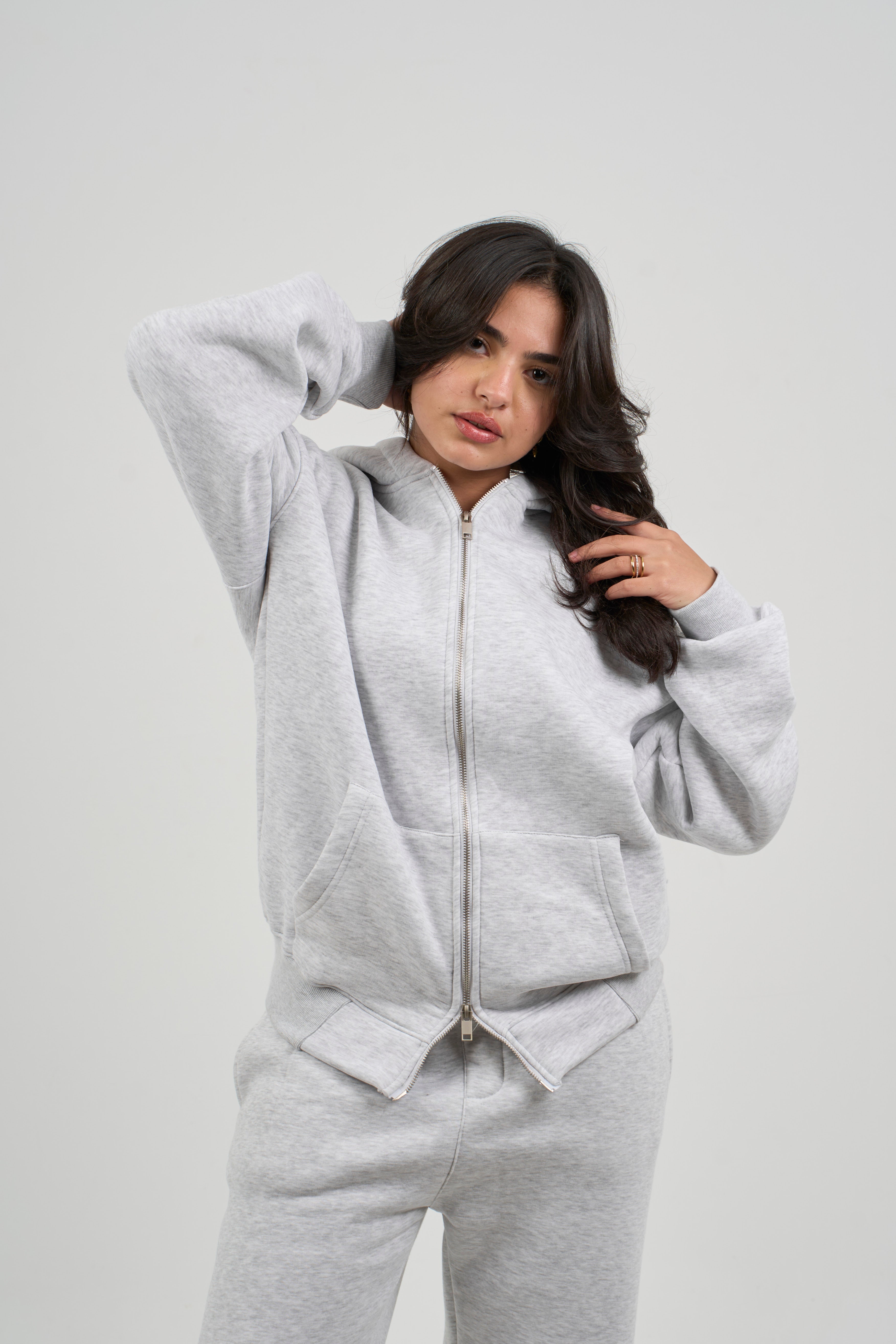 GRAY ZIP-UP BOXY FIT