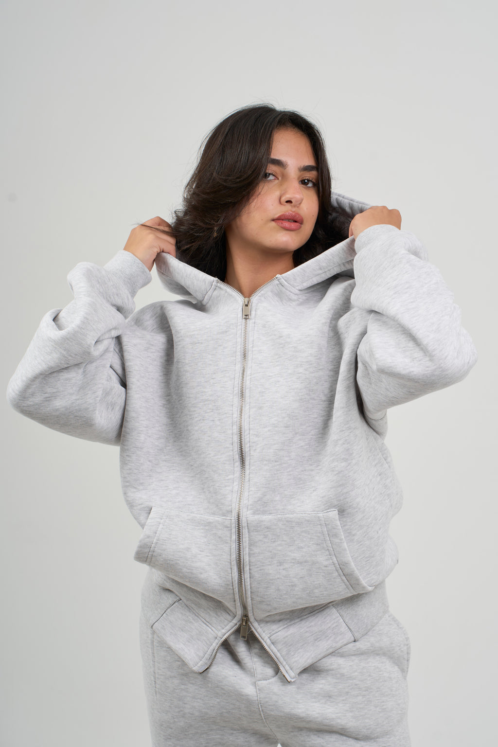 GRAY ZIP-UP BOXY FIT