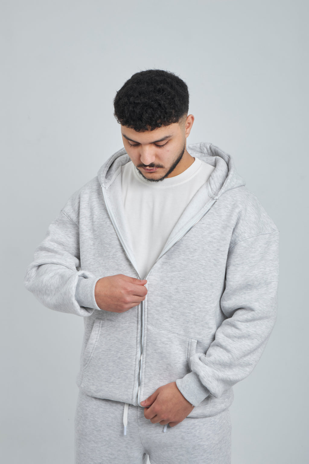 GRAY ZIP-UP BOXY FIT