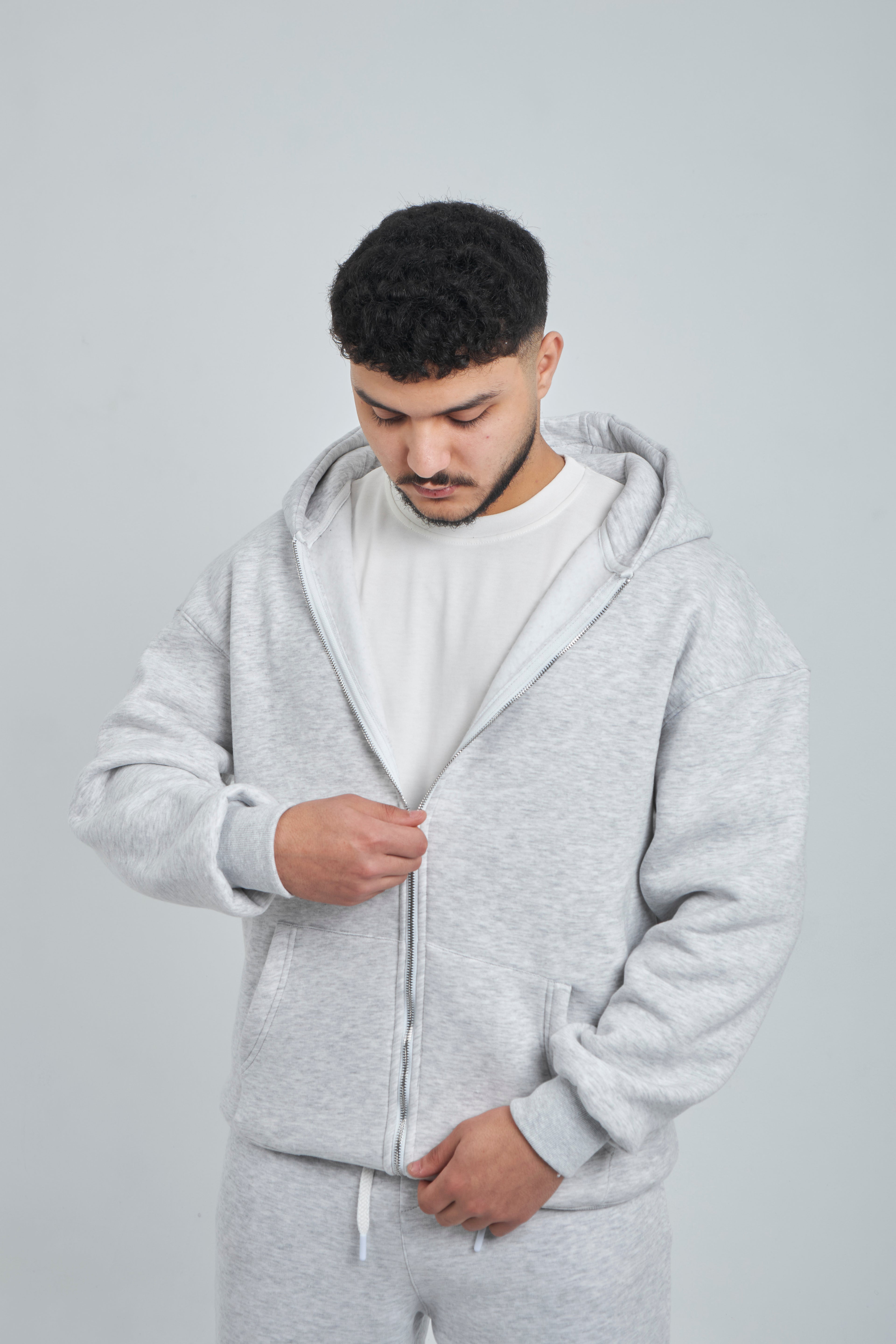GRAY ZIP-UP BOXY FIT