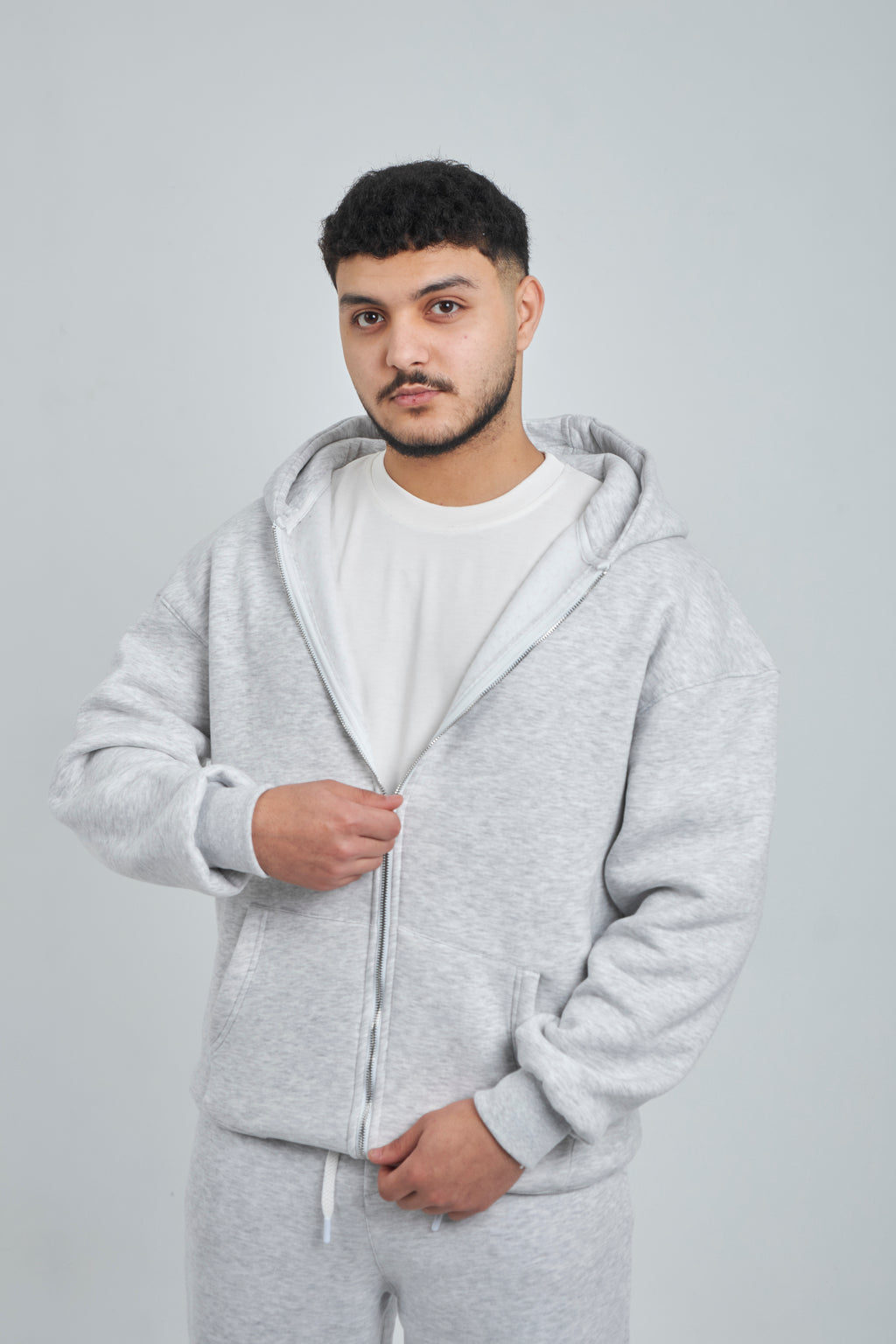 GRAY ZIP-UP BOXY FIT