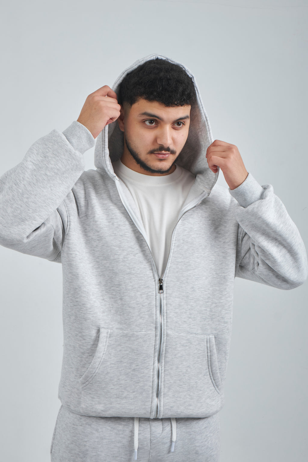 GRAY ZIP-UP BOXY FIT