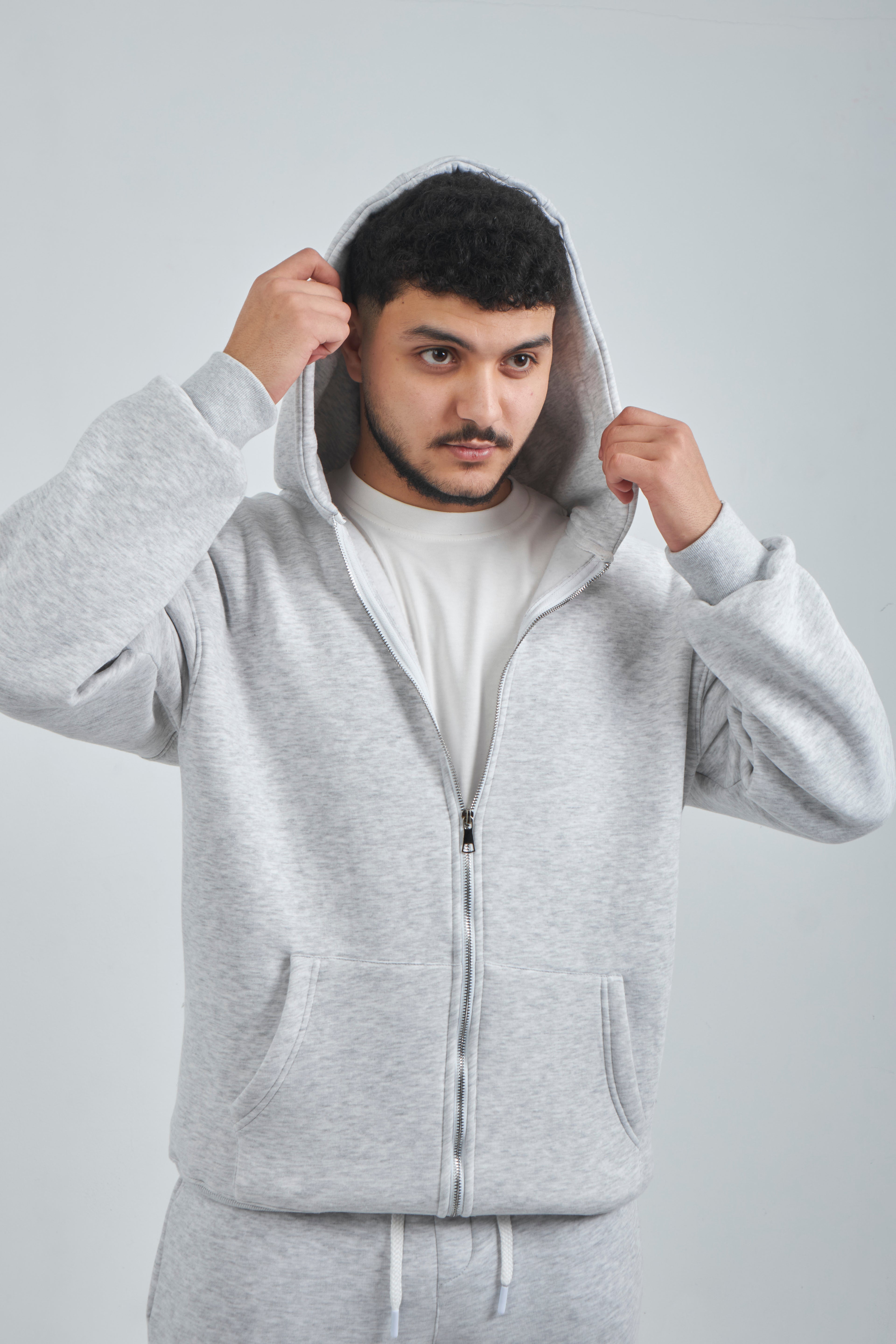 GRAY ZIP-UP BOXY FIT